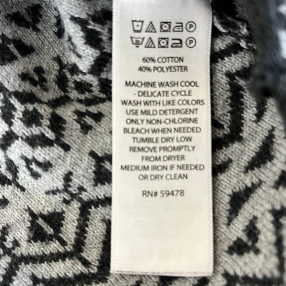 Artisan NY Gray Full Zip Hoodie Sweater Ski Style Size Small Pattern Hem & Cuff - Picture 6 of 8